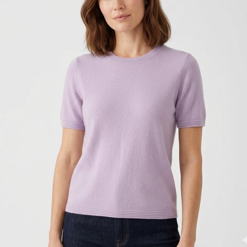 Marks & Spencer Classic Sweater Short Sleeve Crewneck Lilac Purple Womens Size S
